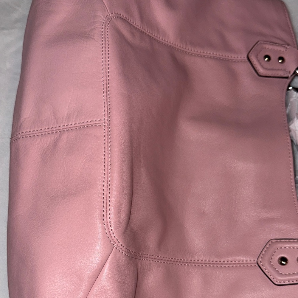 Coach Pink Leather Shoulder Bag with Front Buckle Pocket - Picture 15 of 16